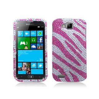 Pink Silver Zebra Stripe Bling Gem Jeweled Crystal Cover Case for Samsung ATIV S SGH T899 SGH T899M: Cell Phones & Accessories