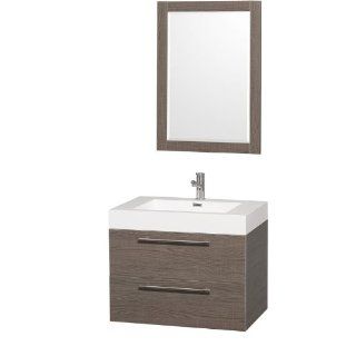 Wyndham Collection WCR410030GOAR Grey Oak / Integrated Sink Amare Amare 29" Wall Mount Vanity Set   Includes Cabinet Glass or Stone Top Vessel Sink and Mirror   Bathroom Vanities  