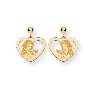 Disney Yellow Gold Heart Snow White Post Earrings: Jewelry