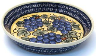 EuroQuest Imports Bunzlauer Polish PotteryTraditional Pie Plate in Grape Vine Pattern: Kitchen & Dining