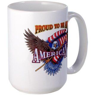 Large Mug Coffee Drink Cup Proud To Be An American Bald Eagle and US Flag : Everything Else