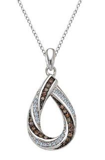 .25 ctw Cognac Brown Diamond Necklace .925 Sterling Silver: Jewelry