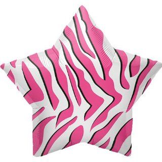 Star Shaped Pink Zebra Stripe Design 22" Mylar Foil Balloon: Toys & Games