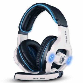 SADES SA 903 7.1 Sound Effect USB Gaming Headset Headphone Earset Earphone with Microphone Blue / White: Computers & Accessories
