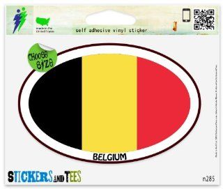 Belgium Euro oval Car Sticker Indoor Outdoor 5" x 3": Automotive