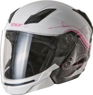 Fly Racing Tourist Graphics Helmet , Distinct Name: Cirrus White/Pink, Gender: Womens, Helmet Category: Street, Helmet Type: Open face Helmets, Primary Color: White, Size: Lg F73 8108 4: Automotive