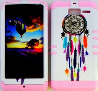 Bumper Case for Motorola Droid Razr M (XT907, 4G LTE, Verizon) Protector Case Colorful Dream Catcher Snap on + Baby Pink Silicone Hybrid Cover Cell Phones & Accessories