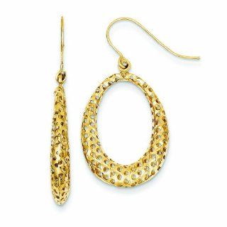 14K Gold Fancy Diamond cut Dangle Earrings: Jewelry
