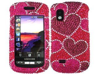 Hearts Pink Bling Rhinestone Diamond Crystal Faceplate Hard Skin Case Cover for Samsung Solstice SGH A887: Cell Phones & Accessories