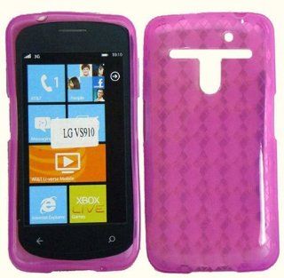 Hot Pink TPU Case Cover for LG Esteem MS910: Cell Phones & Accessories