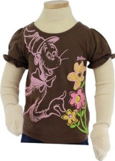 Dr. Seuss The Cat in the Hat "Flowers" Toddler Girls Top Tee Shirt Brown 2T 5T (5T): Fashion T Shirts: Clothing