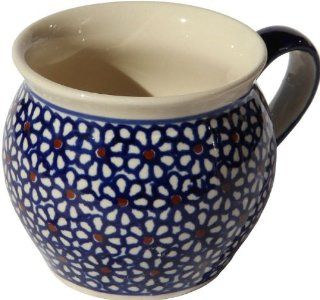 Polish Pottery Bell shaped Mug 6.5 Oz. From Zaklady Ceramiczne Boleslawiec #913 120 Classic Pattern, Capacity: 6.5 Oz.: Kitchen & Dining