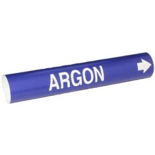 Brady 4162 C Bradysnap On Pipe Marker, B 915, White On Blue Coiled Printed Plastic Sheet, Legend "Argon" Industrial Pipe Markers