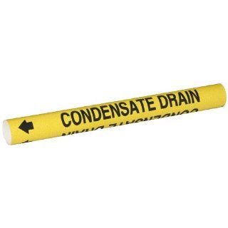 Brady 4036 A Bradysnap On Pipe Marker, B 915, Black On Yellow Coiled Printed Plastic Sheet, Legend "Condensate Drain" Industrial Pipe Markers