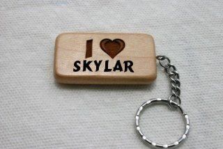 Wooden keychain with I Love Skylar (first name/surname/nickname): Sports & Outdoors