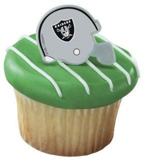 Bag of 12 ~ NFL Oakland Raiders Helmet Ring ~ Cake / Cupcake Topper : Decorative Cake Toppers : Everything Else