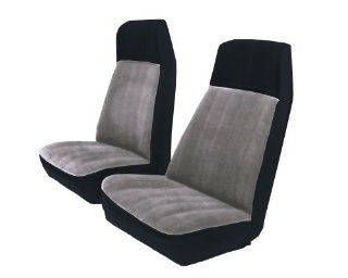 Acme U185F 898L Front Black Vinyl Bucket Seat Upholstery with Silver Regal Velour Inserts: Automotive