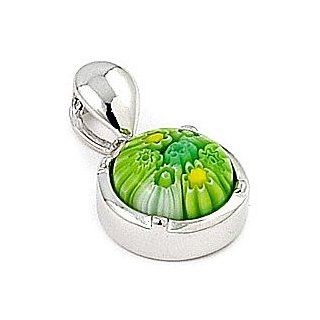 Green Murano Glass Millefiori 10mm Round Pendant: Pendant Necklaces: Jewelry