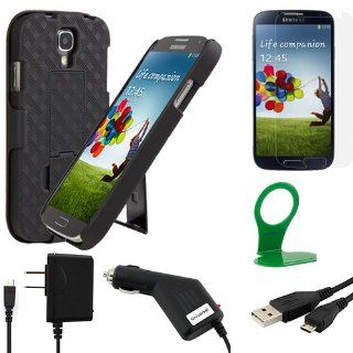 BIRUGEAR 6 Items Essential Accessories Bundle Kit for Samsung Galaxy S4 S IV i9500 includes Black Hoslter Case with Kick stand, Screen Protector, Charger, Cable, Wall Charger Holder (AT&T, T Mobile, Sprint, Verizon): Cell Phones & Accessories