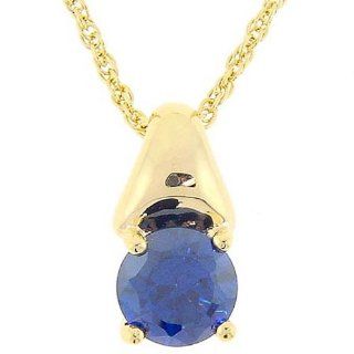 Gold Vermeil 925 Sterling Silver Round Created Tanzanite Pendant/Necklace 18 Inches 925 Silver Chain: Jewelry