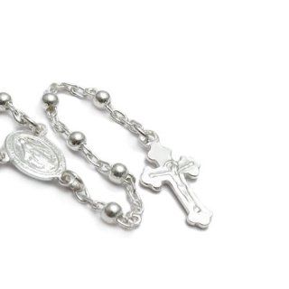 Bling Jewelry 925 Silver Jesus Crucifix Rosary Beads Cross Necklace 24in: Jewelry