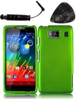 HiShop(TM) Motorola Droid Razr Maxx HD XT926M(Verizon) Rubberized Cover   Neon Green Design Snap on Hard Shell Cover Protector Faceplate AND HiShop(TM) Stylus, Guitar Pick/Pry Tool: Cell Phones & Accessories