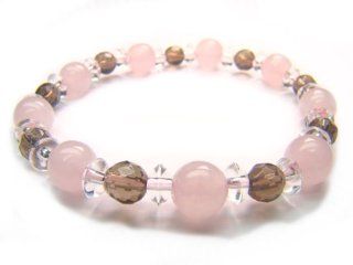 Rose Quartz Smoky Quartz Clear Quartz Natural Crystal Bead Bracelet 6: Jewelry
