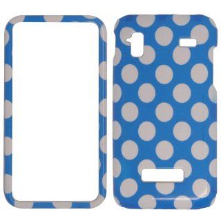 Samsung Captivate glide i927   White Polka Dots on Blue Shinny Gloss Finish Hard Plastic Cover, Case, Easy Snap On, Faceplate.: Cell Phones & Accessories