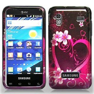 Samsung Captivate Glide i927 i 927 Black with Hot Pink Love Hearts Flowers Design Snap On Hard Protective Cover Case Cell Phone Cell Phones & Accessories