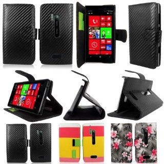 Cellularvilla (Tm) Case for Nokia Lumia 928 PU Leather Wallet Card Flip Open Case Cover Pouch. (Only Fit Nokia Lumia 928) (Carbon Fiber Black): Cell Phones & Accessories