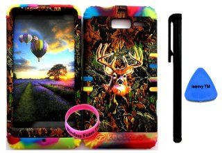 Bumper Case for Motorola Droid Razr M (XT907, 4G LTE, Verizon) Protector Case Camo Mossy Hunter Series Deer Snap on + Rainbow Silicone Hybrid Cover (Stylus Pen, Pry Tool & Wireless Fones' Wristband included) Cell Phones & Accessories
