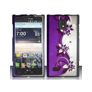 LG Optimus LTE 2 VS930 (Verizon) Purple/Silver Vines Design Hard Case Snap On Protector Cover + Free Opening Tool + Free Magic Soil Crystal Gift: Cell Phones & Accessories