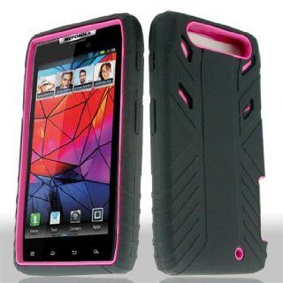 Motorola Droid RAZR XT912 XT 912 Black Silicone Skin Gel X Rated Design on Hot Pink / Magenta Case Cover Snap On Protective Cell Phone: Cell Phones & Accessories
