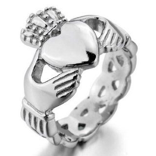 JBlue Jewelry Women's Stainless Steel Ring Silver Irish Celtic Knot Irish Claddagh Friendship Love Heart Crown Polished (with Gift Bag) Claddagh Rings For Women Cheap Jewelry