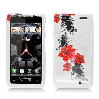 WHITE AND RED FLOWER Design Hard Plastic Protector Case Cover For Motorola Droid Razr Maxx XT913: Cell Phones & Accessories