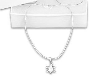 Small Silver Puzzle Piece Necklaces: Toys & Games