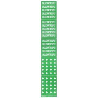 Brady 7047 3C 2 1/4" Height, 2 3/4" Width, B 946 High Performance Vinyl, White On Green Color Self Sticking Vinyl Pipe Marker, Legend "Chilled Water Return", For 3" Or Less Outside Pipe Diameter: Industrial Pipe Markers: Industrial