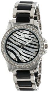 Vernier Women's VNR11098 SS Zebra Dial Black and Silver  Tone Bracelet Watch: Watches