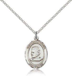 .925 Sterling Silver Saint St. John Bosco Medal Pendant 3/4 x 1/2 Inches Students/Apprentices 8055  Comes with a .925 Sterling Silver Lite Curb Chain Neckace And a Black velvet Box Jewelry