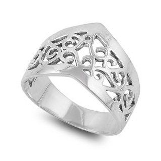 925 Sterling Silver Filigree Celtic Ring for Women: Right Hand Rings: Jewelry