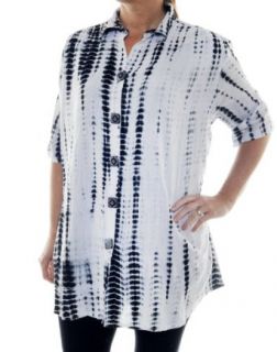 Chai Latte Plus Size White Tie Dyed Del Mar Tunic By WeBeBop at  Womens Clothing store: Button Down Shirts