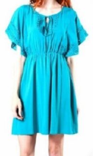 Ya Los Angeles Gorgeous Turquoise Blue Dress with Crocheted Detailing   Medium at  Womens Clothing store