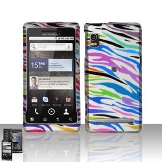 Rubberized Green Blue Pink Colorful Zebra Snap on Design Case Hard Case Skin Cover Faceplate for Verizon Motorola Droid 2 A955: Cell Phones & Accessories