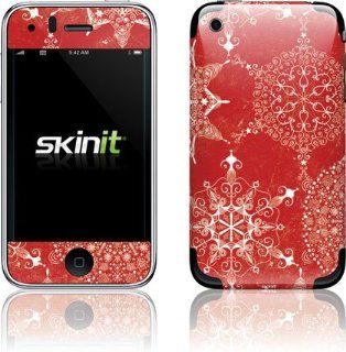 Christmas   Holiday Flakes on Red   Apple iPhone 3G / 3GS   Skinit Skin: Cell Phones & Accessories