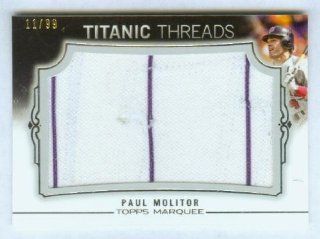 Paul Molitor 2011 Topps Marquee Baseball Titanic Threads Game Worn Jersey Swatch Card w/ Three Stripes, Double Stitching, and a Hole! #/99 Produced / Milwaukee Brewers / Minnesota Twins / Hall of Fame at 's Sports Collectibles Store