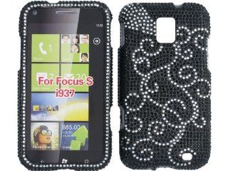 Silver Black Bling Rhinestone Diamond Crystal Faceplate Hard Skin Case Cover for Samsung Focus S SGH i937: Cell Phones & Accessories