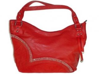 Red Pleather Handbag Purse with Bling: Top Handle Handbags: Shoes