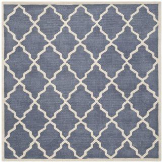 Safavieh CHT940K Chatham Collection Wool Square Handmade Area Rug, 7 Feet, Grey and Ivory  