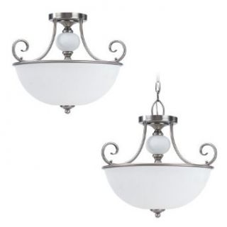 Sea Gull Lighting 51105 965 3 Light Montclaire Hall and Foyer Ceiling Light, Etched White Alabaster Glass and Antique Brushed Nickel   Close To Ceiling Light Fixtures  