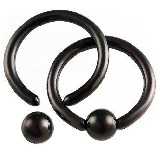 16g 16 gauge (1.2mm), 5/16" Inch (8mm) long   Anodized Surgical Stainless Steel eyebrow lip tragus bars ear rings earring closure ring bcr captive bead bar with 3mm ball Black   Pierced Body Piercing Jewelry Jewellery   Set of 2 AMDD: Jewelry